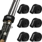 6 PCs Booms Fishing RS3 Fishing Rod Wrap Pole Strap Hook & Loop Black