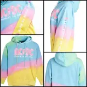 AC/DC Vintage Tie Dye Boyfriend Retro Hard Rock Concert Hood Sweatshirt Size L