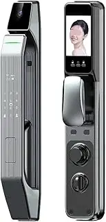 WiFi Usmart Go APP Face Recognition Smart Door Lock with Camera Video Call Voice Intercom Digital Door Lock Automatic Door Lock Slimline Design(30-388 D) Aqiong