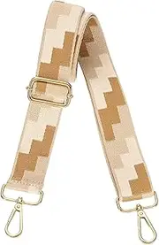 [uxcell] Purse Straps Replacement Crossbody, 1.5 Inch Wide Shoulder Bag Strap Adjustable Canvas Straps for Handbag Wallet Clutch Bags with Light Gold Buckle, Beige-Brown Blocks