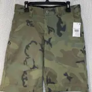 Volcom VMonty Chino Shorts Stretch Mens Green Camo 8” Inseam Sz 27 Nwt