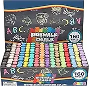 160 PCS Washable Sidewalk Chalks Set Non-Toxic Jumbo Chalk for Outdoor Art Play, Painting on Chalkboard, Blackboard and Playground