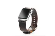 For Apple Watch Series 3,38-mm Case,Genuine Leather Oil Wax Strap,Dark Brown