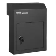 VEVOR Through The Door Key Drop Box, Heavy Duty Steel Through the Door Mailbox with 1.8" 12" Key Lock, 12x6x16" Mail Drop Box, Black