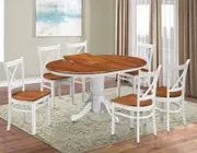 VI Hobart Solid Timber Pedestal Based Oval Dining Table & 6 Chairs Set