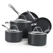 8-Piece Nonstick Hard Anodized Cookware Set, Pots and Non Induction Set Black