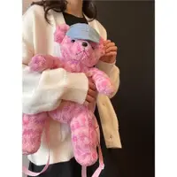 在飛比找ETMall東森購物網優惠-個性韓國森系小熊背包女ins小眾設計撞色迷你雙肩包百搭毛絨絨