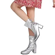 Retro Vintage 1970s Groovy Shoes Gogo Boots Disco Shiny Latex Patent Metallic Women's Halloween Carnival Music Festival Pride Parade Retro Theme Party Adults'