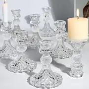 Candlestick Holders Set, 4" H Taper Candle Holders Bulk, 12Pcs Clear Glass