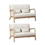 Oikiture 2X Armchair Lounge Chair Accent Armchairs Couches Sofa Wood Light Beige