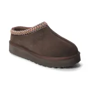 Aus Wooli Ugg Sheepskin Wool Ankle Braid Platform Mentone Slippers -Chocolate