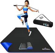 Sensu Large Exercise Mat – 7’ x 5’ x 8.5mm Extra Thick Workout Mats for Home Gym Flooring - Perfect for Jump Rope, Weights, Cardio and Fitness– Durable High Density Non-Slip Workout Mat- Shoe Friendly
