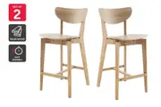 Matt Blatt Set of 2 Larsen Wooden Bar Stools (Natural)