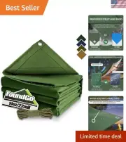 Canvas Tarp 10x12ft Heavy Duty Waterresistant Tarps with Grommets, UV Resista...