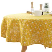 Catzon Cotton Linen Round Tablecloth Arrow Tabletop Decoration-Yellow