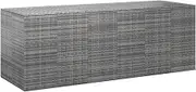 291x100.5x104 cm PE Rattan Storage Box, Garden Cushion Box with Cover for Patio Furniture Cushions, Throw Pillows, Garden Tools, Grey