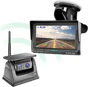 Solar Magnetic Wireless Reversing Camera 5 Inch Monitor Kit AHD 1080P Reversing Camera Rechargeable Battery, No Wiring, No Drilling, Wireless Backup Camera for Trailer RV