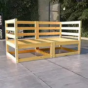 Garden 2-Seater Sofa, Solid Pine Wood, Modular Outdoor Furniture for Patio & Deck