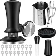 22 PCS Espresso Accessories,Coffee Espresso Tamper Set, Barista Kit - with 58mm Espresso Tamper,WDT Tool, Coffee Stirrer, Frothing Pitcher, Latte Art Pen, Tamper Mat and 16 Coffee templates (58mm)