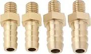 4PCS Brass Barb Hose Tail Connector Metric M5x0.8-5mm and M5x0.8-6mm for Pond Pool Hose Pipe Adapters Hose Barb Tail Connector Male Thread Pipe Fitting Gold
