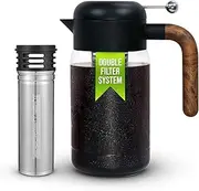 Cold Brew Coffee Maker - Iced Tea Brewer with Airtight Lid - Stainless Dual Ultra Filter - Tritan Pitcher - 1500 ml / 51 oz - Black