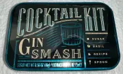 Gin Smash Cocktail Kit Travel Tin Mixology Kit Sugar Basil Recipe Spoon New