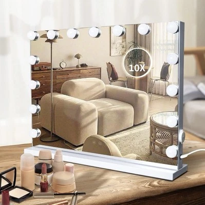 Hollywood Vanity Mirror with Lights, 15 Dimmable LED Bulbs 3 Color Lighted