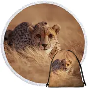 Wild Cheetah Round Beach Towel