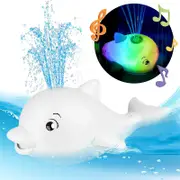 Catzon 2 in 1 Dolphin Bath Toys Automatic Spray Water with Light Music for Boys Girls-White