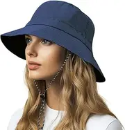 [AIYVELU] Rain Hat Women's Waterproof Fishing Hat Women's Fishing Hat Men's Bucket Hat Fishing Hat Bucket Hat Sun Hat Women Foldable Portable Outdoor Summer Hat (Navy)
