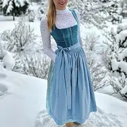 Women's Oktoberfest Bavarian Dirndl Dress with Apron for Oktoberfest Beer Carnival Wiesn Traditional Style
