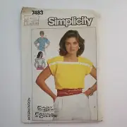 Simplicity 7483 Womens Easy Sew Button Top Shirt Blouse Sewing Pattern Size 6-10