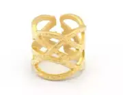 Hammered Adjustable Ring Matte Gold Plated brass (18mm 7.5US inner size) 2650