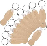DOITOOL 15Pcs Bamboo Key Rings Trolley Tokens Shopping Trolley Removers for Everyday Use Lightweight Design Family and Friends