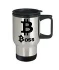 Bitcoin Boss Mug Travel Coffee Cup Cryptocurrency Altcoin Open Source Defy Coin