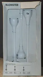 New IKEA Blomster Amsell Berlin MCM Trio 3 Piece Candle Holder Set White Glass