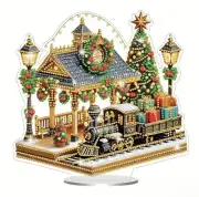 Diamond Art Christmas Table/Shelf Ornament-Train Station