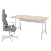 UTESPELARE gaming desk and chair, ash effect/grey