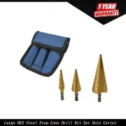 3pcs 4-20mm/4-12mm/4-32mm Hole Cutter High HSS Steel Step Cone Drill Bit Set US