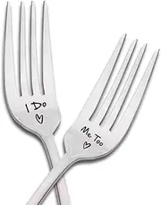 I Do Me Too Forks - Fiance Fiancee Engagement Gifts for Him Her Couples Wedding Day Gifts for Groom Bride Engaged Gifts for Women Men Couple Christmas Birthday Gifts for Wife Husband Fork Set 2 Pcs
