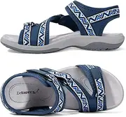 [Zelaprox] Women's Comfor Athletic Sandals with Arch Support Casual Summer Walking Hiking Sandals for Outdoor with 3 Adjustable Velcro Strap