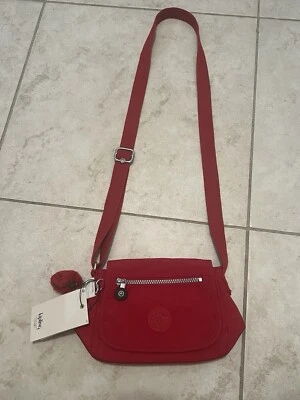 NWT Kipling Live Light Red Crossbody Shoulder Crossbody Bag Zippered Pockets