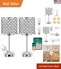 Crystal Table Bedside Lamp Touch Control, 3-Way Dimmable Small Nightstand Lam...