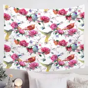 Pink Roses and Beautiful Birds Tapestry