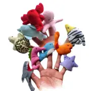 10pcs/set Sea Animal Finger Puppets Kids Cartoon Plush Educational Hand Fing LLI