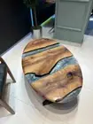 Oval egg shape Wooden translucent Epoxy resin art Coffee table without stand art