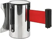 Retractable Queue Barrier Belt, Stainless Retractable Belt Stanchion Queue Barrier Wall Mount Ribbon Barrier Tape for Crowd Control Outdoor Sport Stanchion Tool for Management(Red,2meters)