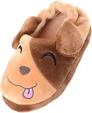 [Generic] 2 Animal Children's Slippers, Slip-on, Comfortable, Non-Slip, Heel Wrap, Home, Puppy, Slippers, Winter, Warm Shoes, House Slippers