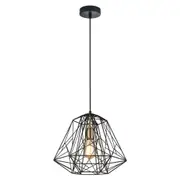 MARTE Pendant Lamp Light Interior ES 72W Black Iron Cage with Antique Brass OD395 x H350