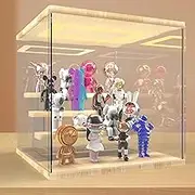 Acrylic Display Case with Light, Eye Protection Light Clear Acrylic Display Box with Movable Panels for Collectibles Pop Figures and Toys